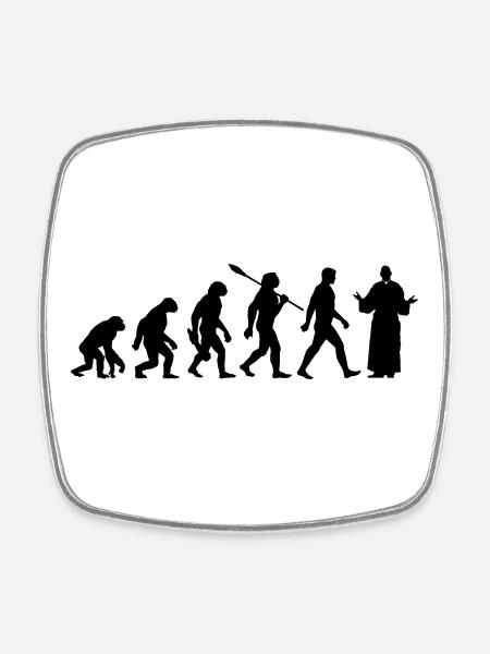 Evolution - Pfarrer - Kirche - Religion - Viereckiger Kühlschrankmagnet - Weiß