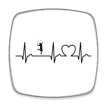 EKG Kurve - Herzkurve - Puls - Badminton - Viereckiger Kühlschrankmagnet - Weiß - Vorne
