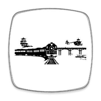 Railroad - Square fridge magnet - white - Front