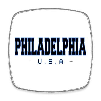 Philadelphia USA Blaue Kontur - Viereckiger Kühlschrankmagnet - Weiß - Vorne