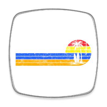Coucher de soleil vintage sur la plage - Magnet carré - blanc - Devant