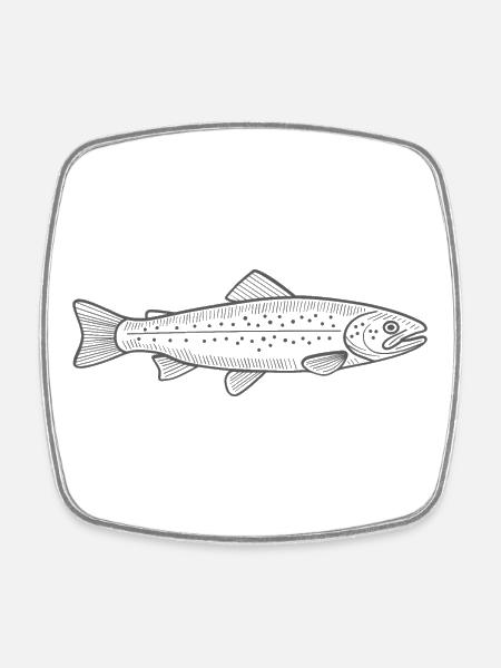 Forelle - Viereckiger Kühlschrankmagnet - Weiß