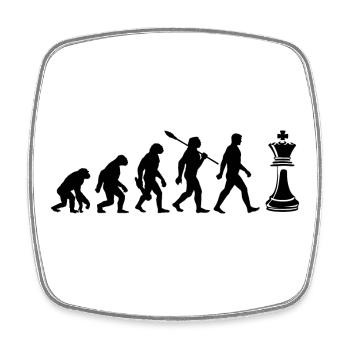 Evolution - Schach - Schachspieler - Viereckiger Kühlschrankmagnet - Weiß - Vorne
