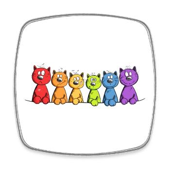 Chats, Famille, Amoureux des chats, Chat, Arc-en-ciel - Magnet carré - blanc - Devant