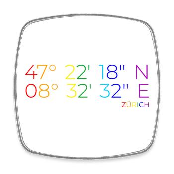 Coordonnées de la Pride Zurich - Magnet carré - blanc - Devant