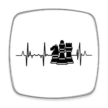 Schach Herzlinie EKG - Viereckiger Kühlschrankmagnet - Weiß - Vorne