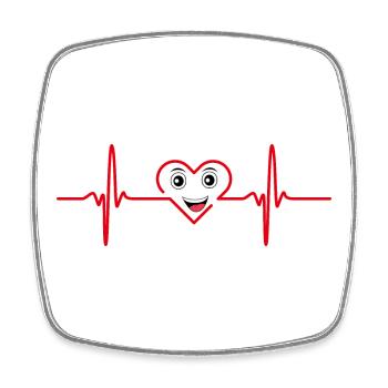 Cœur Joyeux Électrocardio - Magnet carré - blanc - Devant