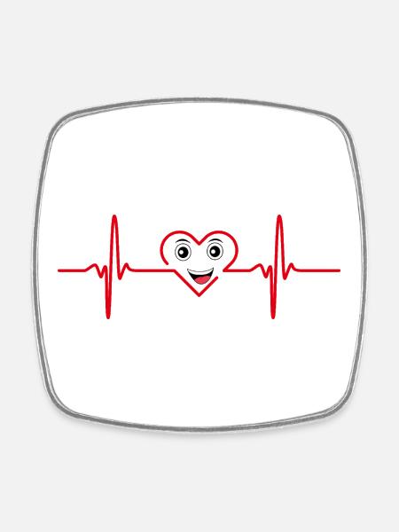 Cœur Joyeux Électrocardio - Magnet carré - blanc