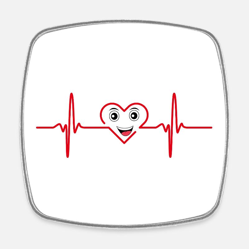 Cœur Joyeux Électrocardio - Magnet carré - blanc