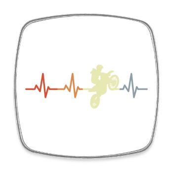 Motocross Rider Heart Rate Vintage - Square fridge magnet - white - Front