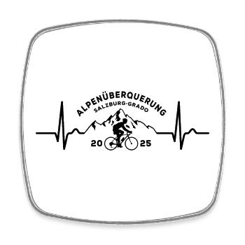 Alpenüberquerung Alpen 2025 Salzburg Grado, Rad - Viereckiger Kühlschrankmagnet - Weiß - Vorne
