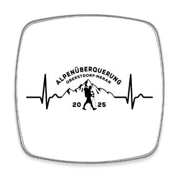 Alpenüberquerung 2025, Oberstdorf Meran, Wandern - Viereckiger Kühlschrankmagnet - Weiß - Vorne