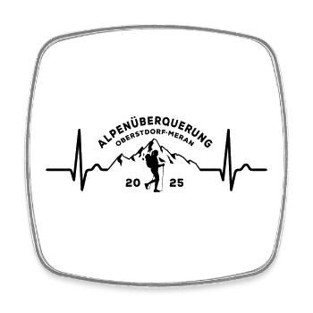 Alpenüberquerung 2025, Oberstdorf Meran, Wandern - Viereckiger Kühlschrankmagnet - Weiß - Vorne