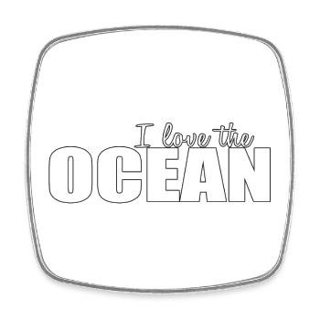 I LOVE THE OCEAN - Viereckiger Kühlschrankmagnet - Weiß - Vorne