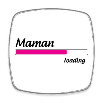 Mama lädt... Bitte warten - Werdende Mutter - Viereckiger Kühlschrankmagnet - Weiß - Vorne