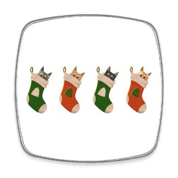 Cats in stockings for Christmas - Square fridge magnet - white - Front