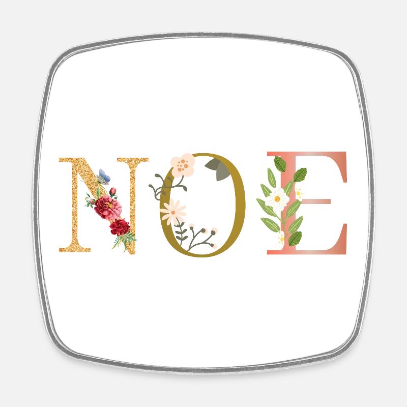 NOE Name Art With Flowers Embroidered - Square fridge magnet - white