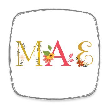 Nom MAE Décoré de Fleurs - Magnet carré - blanc - Devant