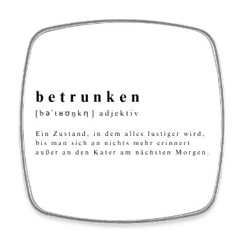 Betrunken, Adjektiv. - Viereckiger Kühlschrankmagnet - Weiß - Vorne