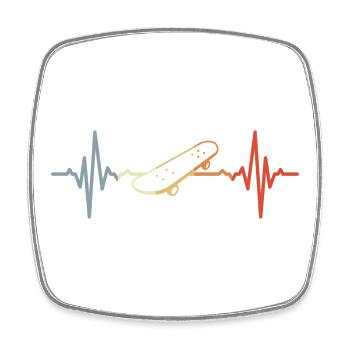 Vintage Skateboard Heartbeat - Magnet carré - blanc - Devant