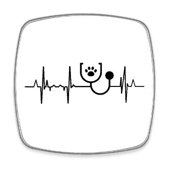 Veterinarian Student Heartbeat - Square fridge magnet - white - Front