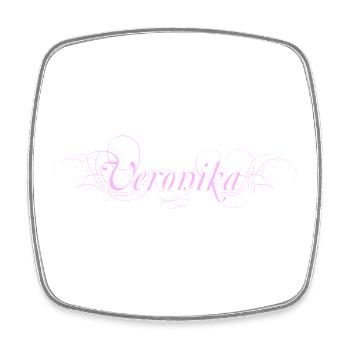 VERONIKA lettering with decorative lines - Square fridge magnet - white - Front