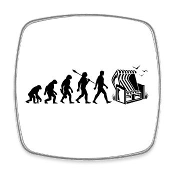 Evolution - Chaise de plage - Vacances - Mer - Mouettes - Magnet carré - blanc - Devant