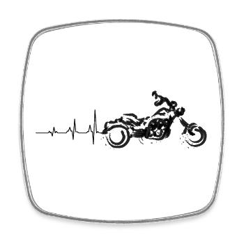 Heartbeat motorcycle - Square fridge magnet - white - Front