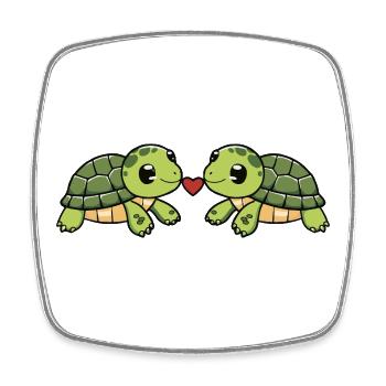 Turtle Couple Heart - Square fridge magnet - white - Front