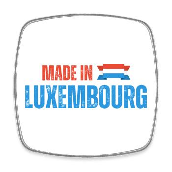 Hergestellt in Luxemburg, Luxemburger Stolz - Viereckiger Kühlschrankmagnet - Weiß - Vorne