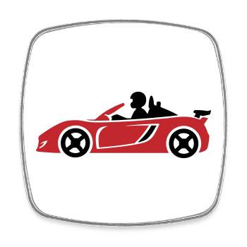 Rennwagen Sport Auto - Viereckiger Kühlschrankmagnet - Weiß - Vorne