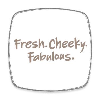 Bremen Town Musicians: Fresh. Cheeky. Fabulous! - Square fridge magnet - white - Front