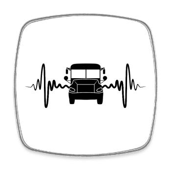 Heartbeat Bus - Square fridge magnet - white - Front