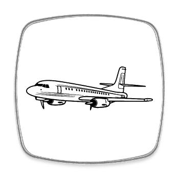 Airplane Drawing - Square fridge magnet - white - Front
