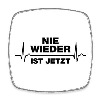 Nie wieder ist jetzt Gegen Rechts gegen Hetze EKG - Viereckiger Kühlschrankmagnet - Weiß - Vorne