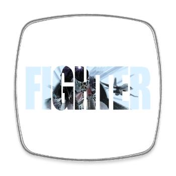 Fighter - Square fridge magnet - white - Front