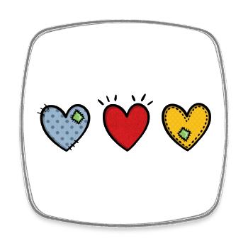 Bunte Herzen hoch 3 - Liebe, Vielfalt, Familie - Viereckiger Kühlschrankmagnet - Weiß - Vorne