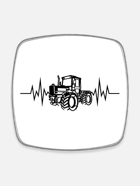 MB Trac 01 Herzfrq - Viereckiger Kühlschrankmagnet - Weiß