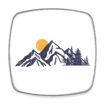 Mountain Sunset Nature Illustration - Square fridge magnet - white - Front