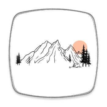Illustration de la chaîne de montagnes du lever du soleil - Magnet carré - blanc - Devant