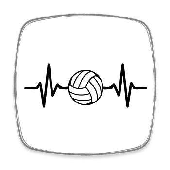 Volleyball heartbeat - Square fridge magnet - white - Front