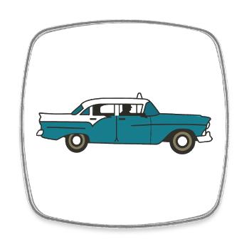 Voiture cubaine vintage - Magnet carré - blanc - Devant