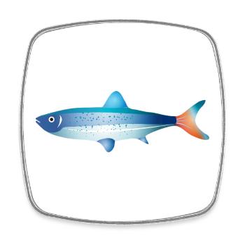 Poisson bleu avec dégradé et points - Magnet carré - blanc - Devant