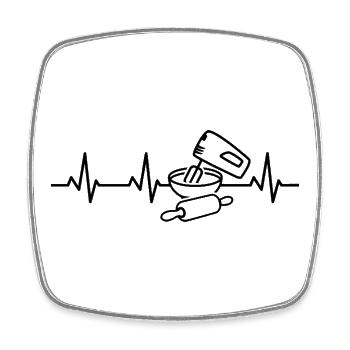 Baking utensils Heart palpitations - Square fridge magnet - white - Front