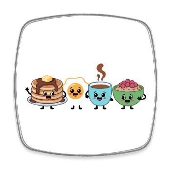 Cute Food & Beverage Breakfast Pattern - Square fridge magnet - white - Front