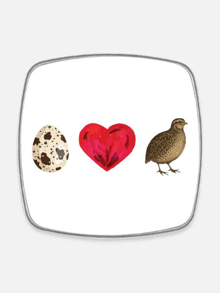 I love quails - Square fridge magnet - white