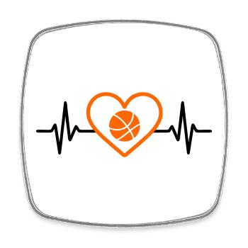 Basketball-Herz im minimalistischen Stil - Viereckiger Kühlschrankmagnet - Weiß - Vorne