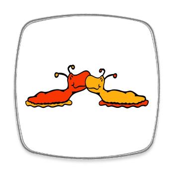 2 snails kiss two slugs couple love - Square fridge magnet - white - Front