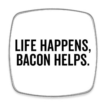 Life Happens Bacon Helps - Square fridge magnet - white - Front
