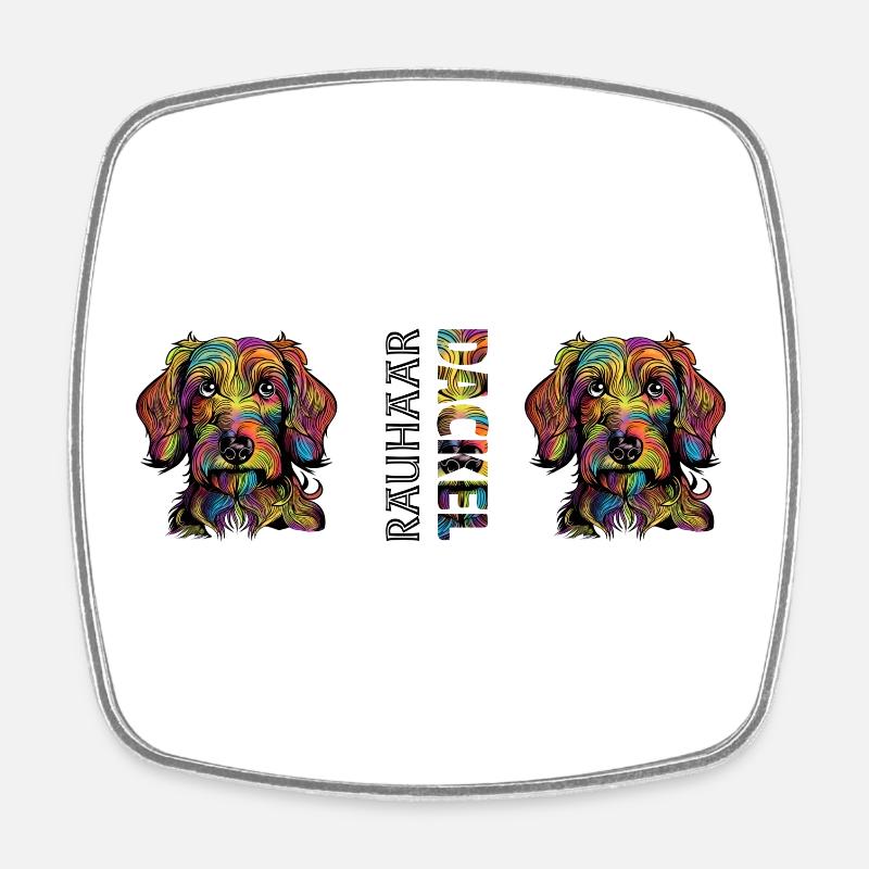 Wire-haired dachshund - Square fridge magnet - white